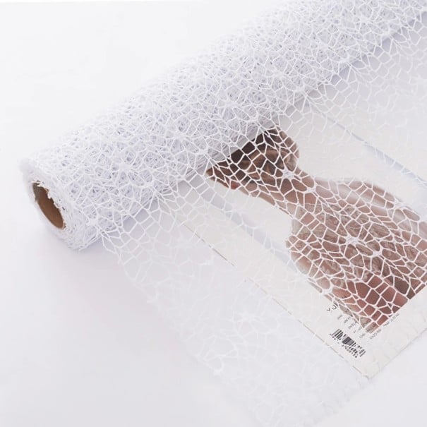 Voděodolný balicí papier farebný 4,57 m × 50 cm dekoratívny sieťovaný obal na kvety a dary pre floristiku a balenie biela