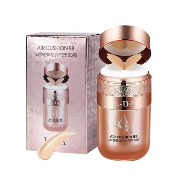 Voděodolný hydratační BB krém 30 ml s motýlí houbičkou ve 2 barevných variantách pro krytí nedokonalostí a dlouhotrvající make-up Ivory