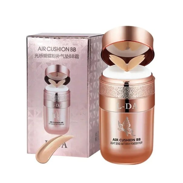 Voděodolný hydratační BB krém 30 ml s motýlí houbičkou ve 2 barevných variantách pro krytí nedokonalostí a dlouhotrvající make-up Natural