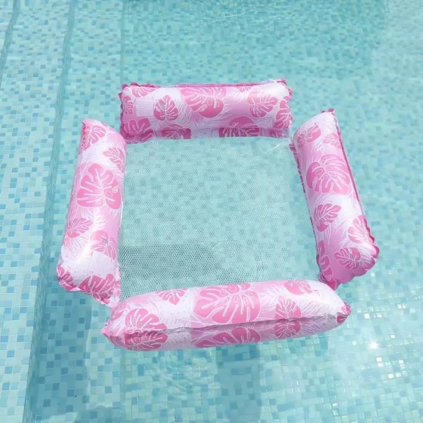 Vodní houpací síť PVC Nafukovací plovoucí síť do bazénu Ergonomická relaxační síť na vodu pro letní odpočinek růžová
