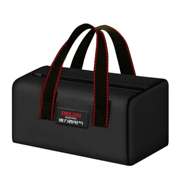 Vodotěsná brašna na nářadí s kovovým zipem a nosnými madly 24 x 14 x 14 cm černá s červeným prošitím na ruční nářadí i příslušenství 1