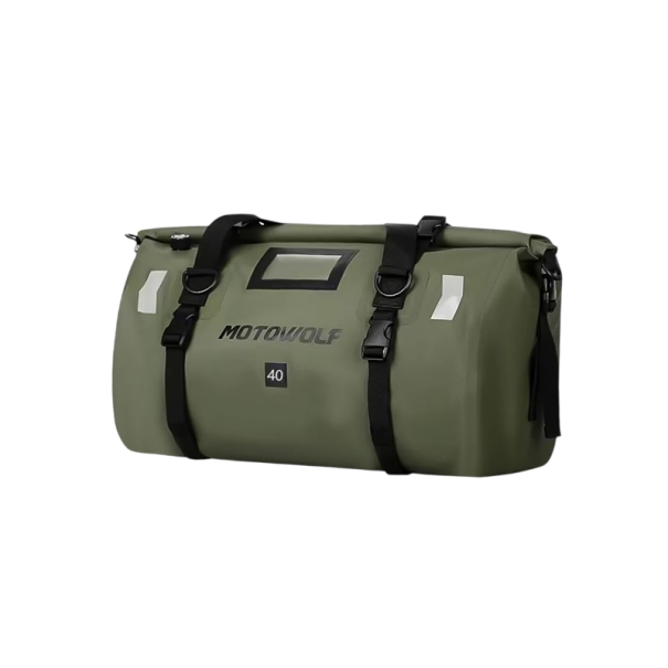 Vodotesná motocyklová taška 40l IP68 52x43x26 cm Rolovacia sedlová taška Cestovný suchý vak Vonkajší batoh na batožinu na motorku zelená