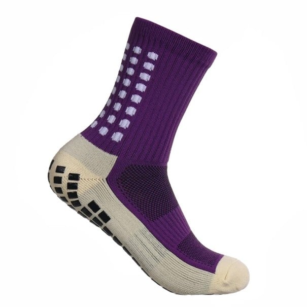 Voetbalsokken 38-45 EUR unisex sport antislip ademende hardloopsokken elastische mid-calf sokken paars