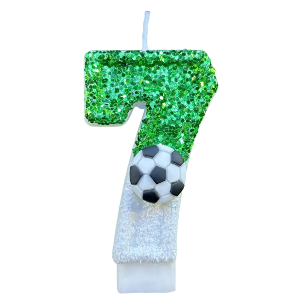 Voetbaltaartkaarsen 8,5 x 5,5 cm Verjaardagscijfers met balmotief Muffintoppers Paraffine taartdecoraties Voetbalfeest 7