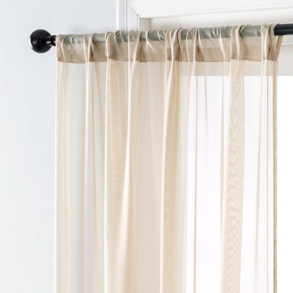 Voile-verho silmukoilla beige 150 cm x 260 cm