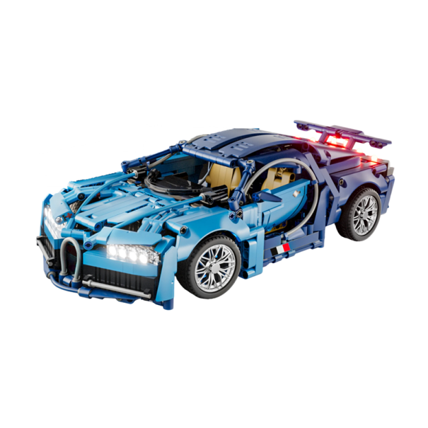 Voiture de course bleue pliable 1:14 36 x 16,5 x 8,5 cm Modèle de voiture de sport Kit de construction pour enfants 6+ Jouet créatif Voiture à exposer 1