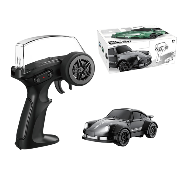 Voiture de Drift RC 1:64 AE86 7,5×3,8×2,8 cm Mini 2.4G 4WD Voiture de course électrique de bureau chargement USB 15 min de conduite Jouet noir