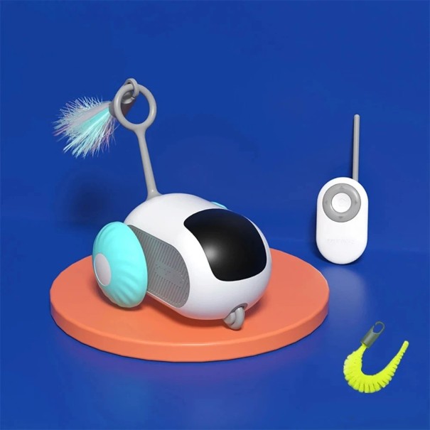 Voiture interactive pour chats et chiens télécommandée 2 modes avec mouvement automatique Œillet pour jouets Jouet d'entraînement de chasse bleu