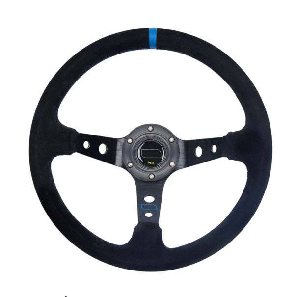 Volan de curse universal 35 cm Volan sportiv din velur pentru mașină Rally Drift Tuning Mâner confortabil Accesoriu sportiv pentru mașină albastru