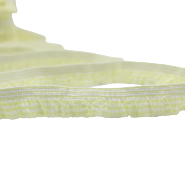 Volánková kostkovaná stuha 1,6 cm dĺžka 91 cm Nylonová ozdobná stuha s volánkom Dekoračná textilná páska na šitie dekorácie a ručné tvorenie žltá