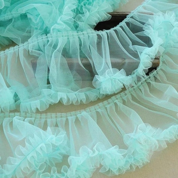 Volánková látka 15 cm x 91 cm Nadýchaná dekorativní stuha Polyester bavlna Volánová látka na šití oděvů dekorací svatební výzdobu DIY tyrkysová