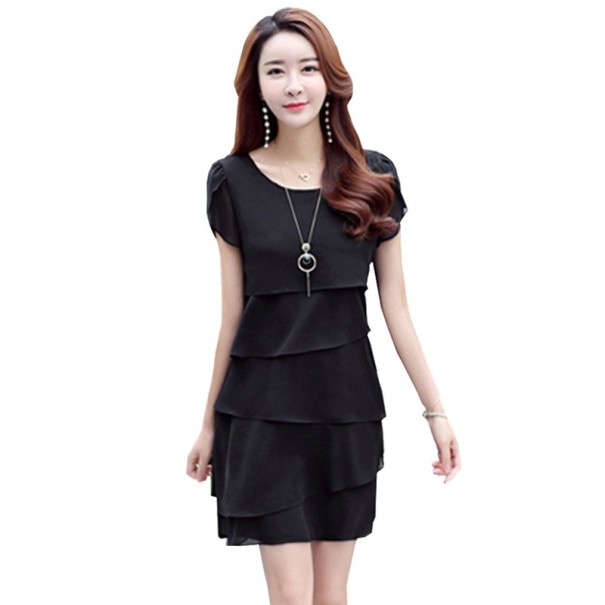Volánkové šaty s krátkým rukávem černá 3XL
