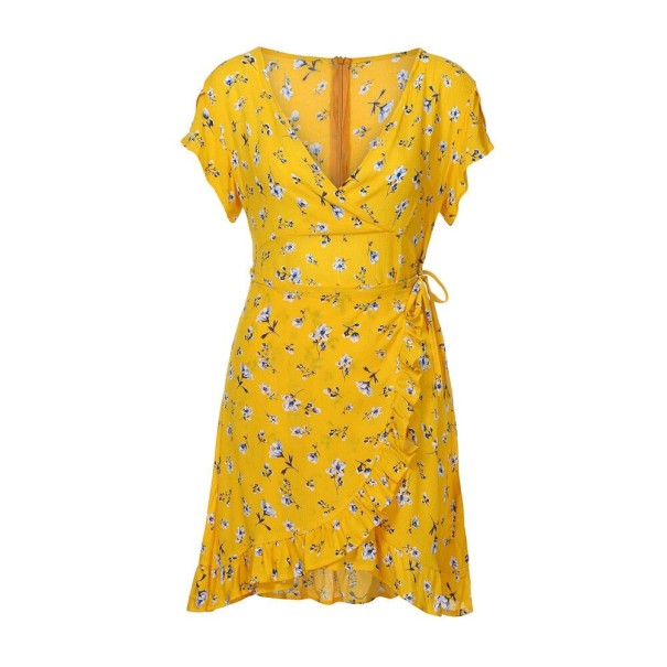 Volánkové šaty žluté L