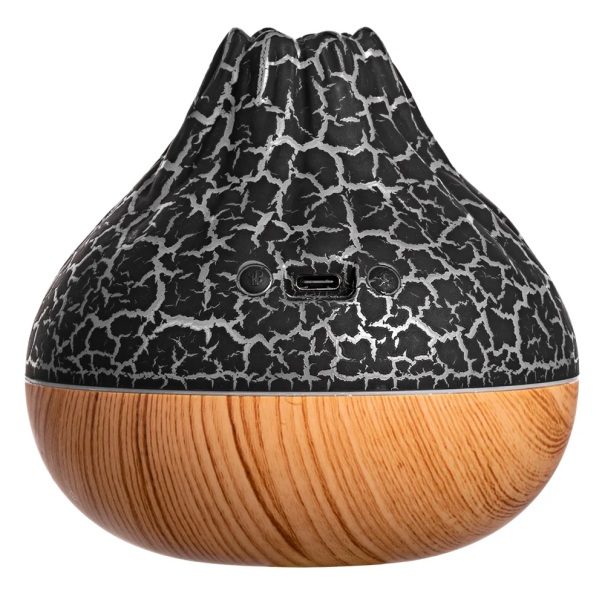 Volcano Air Humidifier 300 ml USB C Aroma Diffuser with Lava Effect and 7 Colours of Light Quiet Operation for Bedroom and Office black