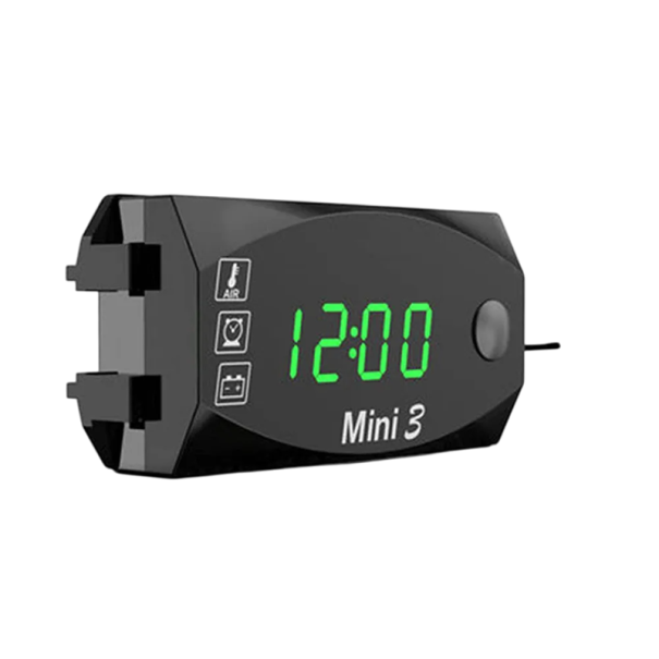 Voltmetro digitale multifunzionale con termometro 3 in 1 display LED 6V–30V Mini display per moto Avviso di alta tensione pannello misuratore DC verde
