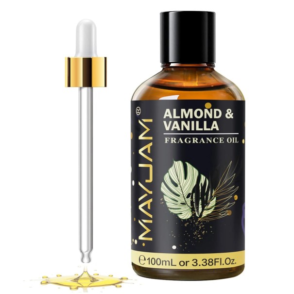 Vonný olej 100 ml s kapátkem rozměry 117 × 45 mm do zvlhčovače vzduchu aromaterapie pro provonění interiéru Almond Vanilla