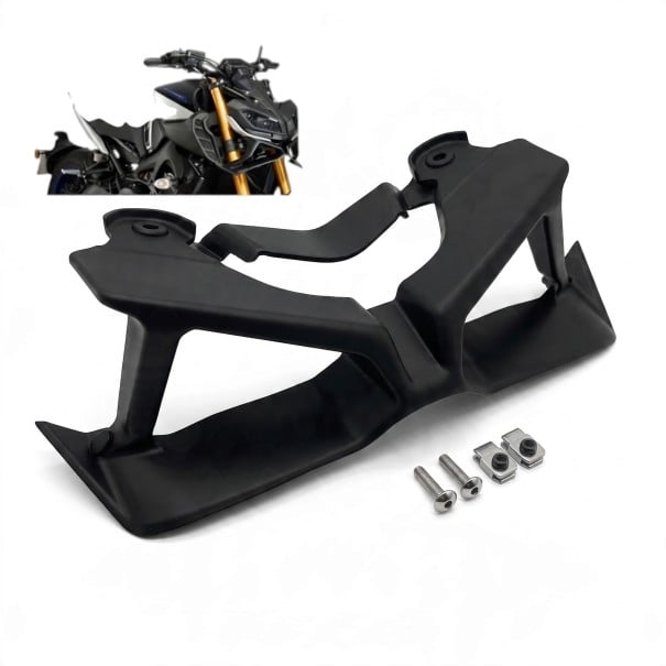Voorste downforce-spoiler voor naked motorfiets met winglettes, 376 mm, ABS kunststof 3 mm, matzwart, voor Yamaha MT-09 2017–2020 en MT-09 SP 1