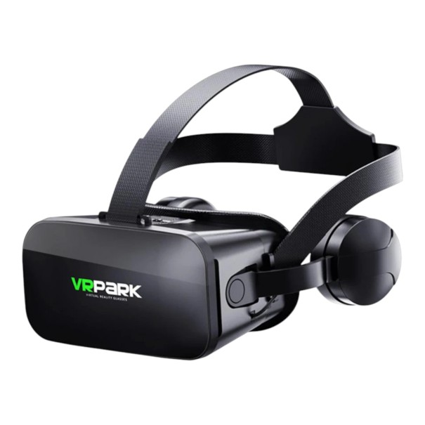 VR helma se sluchátky pro mobil až 6 palců 3D brýle pro virtuální realitu s popruhem přes temeno a širokým zadním dílem v černé barvě 1