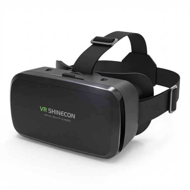 VR szemüveg 100 x 185 x 133 mm mobiltelefonhoz, 6 hüvelykig terjedő kijelzővel, 3D headset állítható pánttal fekete színben távirányító nélkül 1