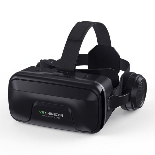 VR szemüveg fejhallgatóval mobilhoz 6 hüvelykig terjedő kijelzővel 3D headset állítható pánttal fekete színben távirányító nélkül 1