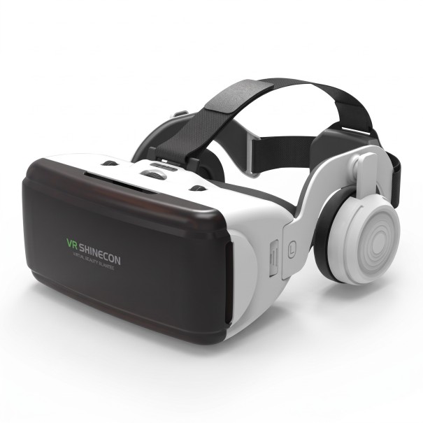 VR szemüveg fejhallgatóval mobiltelefonhoz 4,5-től 6,53 hüvelykig 3D sisak virtuális valósághoz fejpánttal fehér és fekete színben 1
