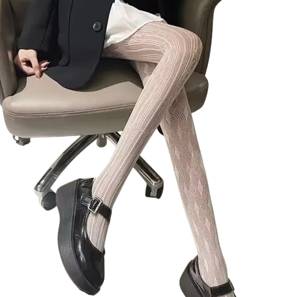 Vrouwen doorschijnende mesh patroonkousen elegante panty&#39;s sexy zwarte kousen modeaccessoire voor avondoutfit wit