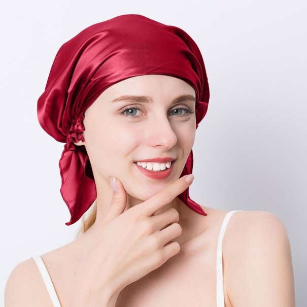 Vrouwen zijden hoofddoek wijnrood