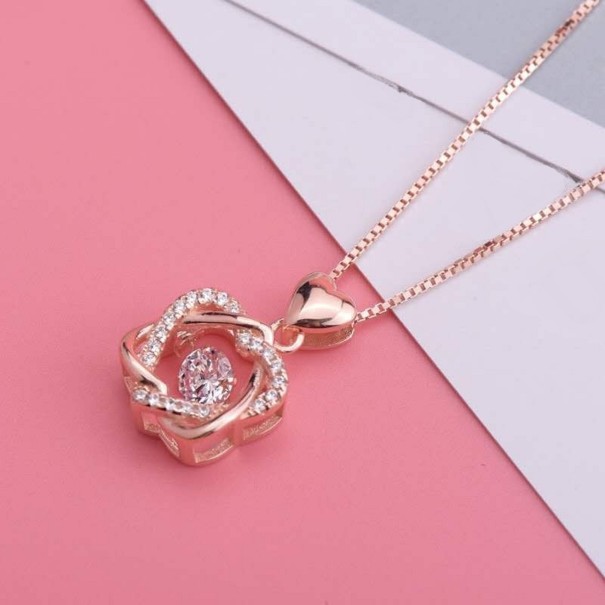 Vrouwenhart ketting roze