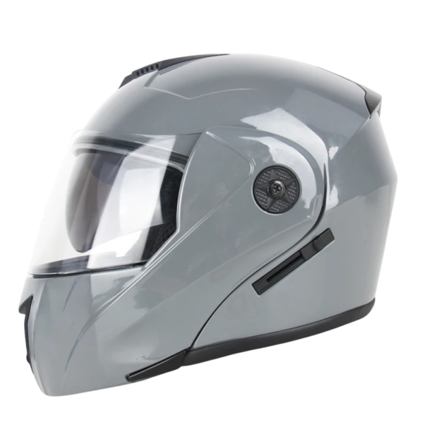 Vyklápěcí motocyklová helma s dvojitým hledím Sluneční clona Ventilace Výstelka proti potu Bezpečnostní přilba na motorku šedá L (59-60 cm)