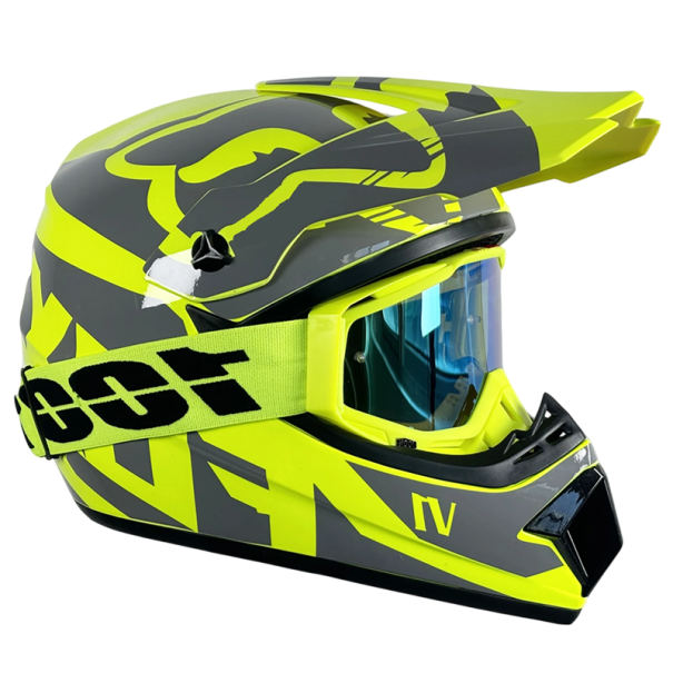 Výklopná přilba na motocykl s ochrannými brýlemi Odolný ABS materiál Větrací otvory Pohodlná výstelka Moto helma žlutá XL (61-62 cm)