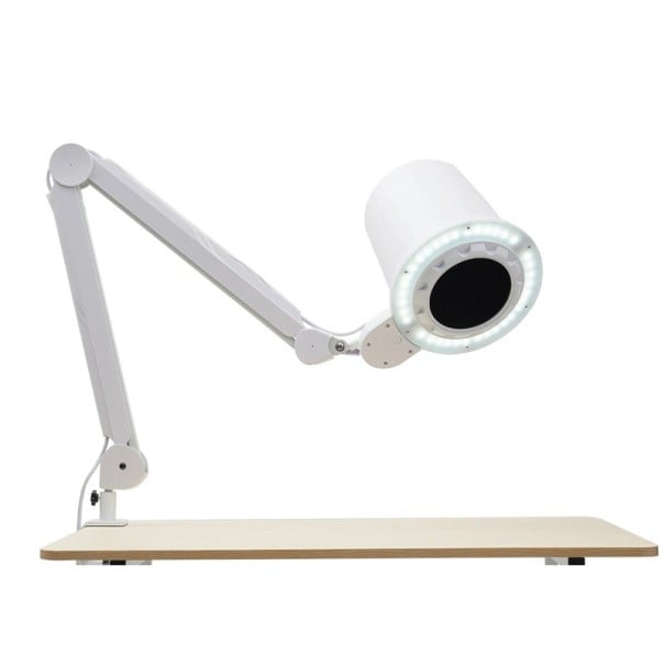Vysavač prachu z nehtů se světlem 55 W s 10 stupni sání a 3barevným LED osvětlením hlava 23,2 x 24,25 cm ABS bílý se svorkou ke stolu 1
