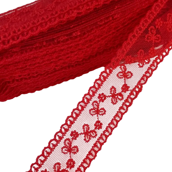 Vyšívací krajková stuha 3,5 cm x 182 cm Dekorační vyšívaná krajka Polyesterová krajková páska na šití zdobení oděvů svatební dekorace červená