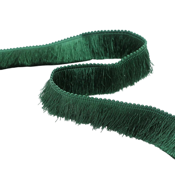 Vyšívaná stuha s třásněmi 2,8 cm x 1 m Polyesterová dekorační stuha s ozdobnými třásněmi pro zdobení oděvů šatů a textilních doplňků tmavě zelená