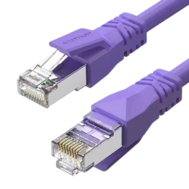 Vysokorychlostní datový kabel Cat6A 10Gbps 8 m SFTP RJ45 26AWG 550 MHz LAN kabel zelená a fialová pro PC, sítě a PLC fialová