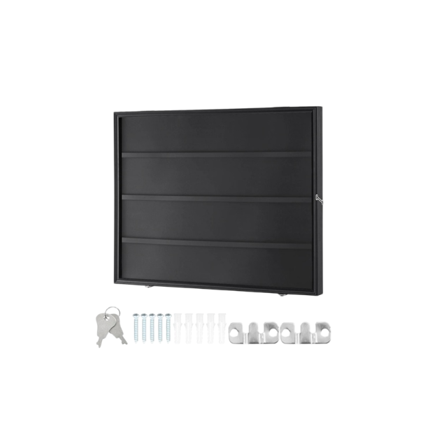 Výstavní prosklený rám na dres uzamykatelný UV ochrana 775 x 617 x 55 mm dřevovláknitá deska PC sklo černý matný na dresy a trikoty 1