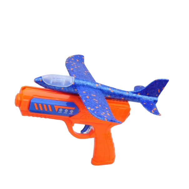 Vystřelovací letadlo s pistolí Pěnové letadlo s odpalovací plastovou pistolí pro děti 24 cm oranžová