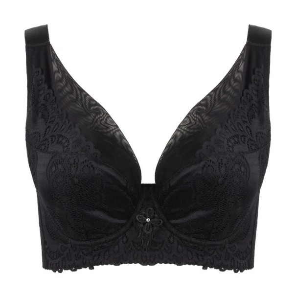 Vystužená podprsenka zdobená čipkou čierna 115F