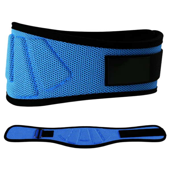 Vzpěračský opasek vel. XL pro pas 96–109 cm, nylonový self-lock pás šířky 15 cm na dřepy, mrtvý tah, benchpress a vzpíračské cviky modrá