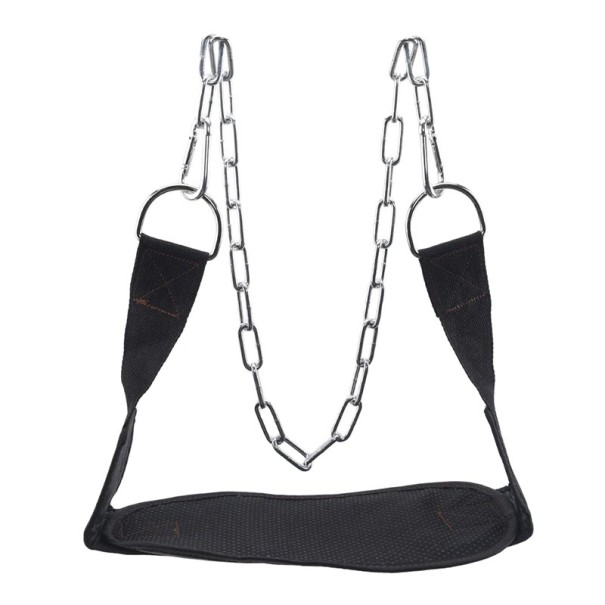 Vzpěračský pás s řetězem 170 x 16,5 cm pro posilování s přidanou zátěží, textilní dip belt pro shyby, kliky a kondiční trénink 1