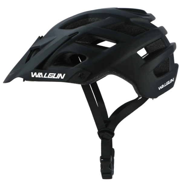 Walgun Mountainbike-Helm mit Schirm, Größe M 55-58 cm, atmungsaktive integrale Bauweise, für MTB und Trailfahrten schwarz