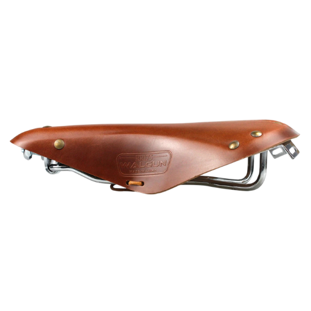 Walgun Retro vintage kožené sedlo na kolo, rozměry 28 x 17,5 cm, hovězí kůže s kovovými spodními lištami, pro městská a klasická kola hnědá