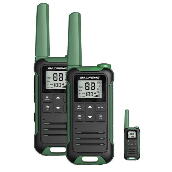Walkie-talkie con antena Pantalla LCD 2 uds Walkie-talkie largo alcance 462 MHz Walkie-talkie profesional 22 canales Walkie-talkie de alta potencia con linterna LED 17,5 x 5,4 cm verde militar