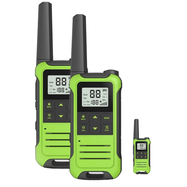 Walkie Talkie mit Antenne, LCD-Display, 2 Stück, Langstrecken-Walkie-Talkie, professionelles Walkie-Talkie, 22 Kanäle, Hochleistungs-Walkie-Talkie mit LED-Taschenlampe, 17,5 x 5,4 cm grün