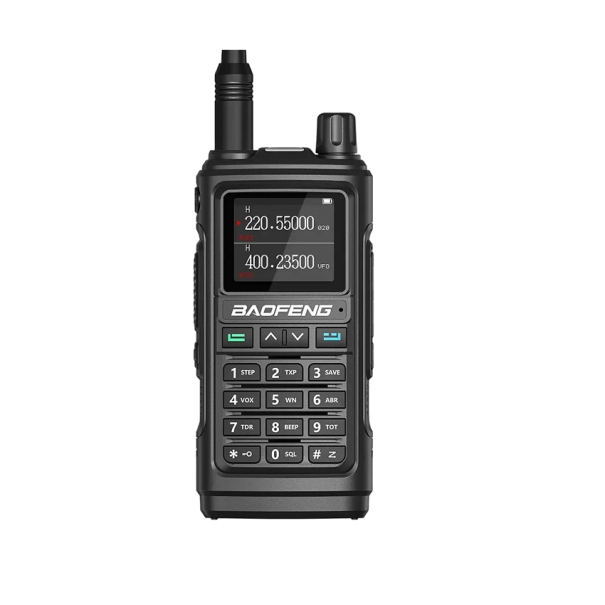 Walkie-talkie tactic cu antenă și afișaj LCD Transmițător cu rază lungă de acțiune 16 km Walkie-talkie profesional 999 canale Walkie-talkie de mare putere cu lanternă LED 13,5 x 6 x 3,9 cm negru