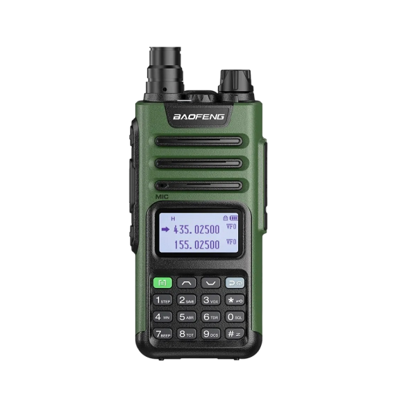 Walkie-talkie táctico con antena Walkie-talkie de largo alcance 16 km Walkie-talkie profesional de doble canal Walkie-talkie de alto rendimiento Resistente al agua 26,9 x 5,59 x 3,56 cm verde militar