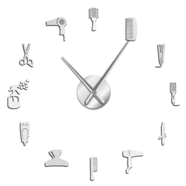 Wall Adhesive Clock G1734 silver 119 cm