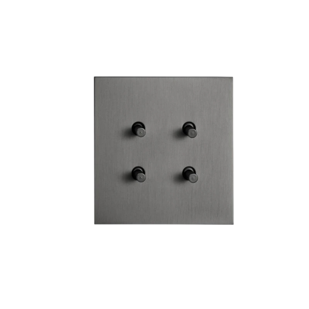 Wand-Schalter mit vier Hebeln, Wechselstrom 4 Gang 2 Way EU, 86 x 90 mm, aus Edelstahl, grau, für Haushalte und Gewerbe 1