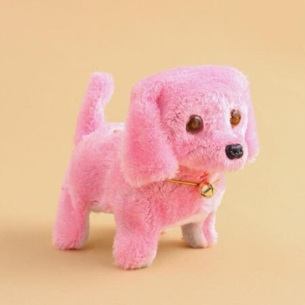 Wandelende pluchen hond roze