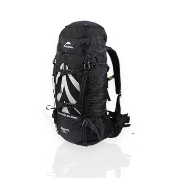 Wanderrucksack 70 + 5 l mit Regenhülle 75 x 33 x 27 cm Nylon Verstellbares Tragesystem Unisex Für Trekking Camping und Bergsteigen schwarz