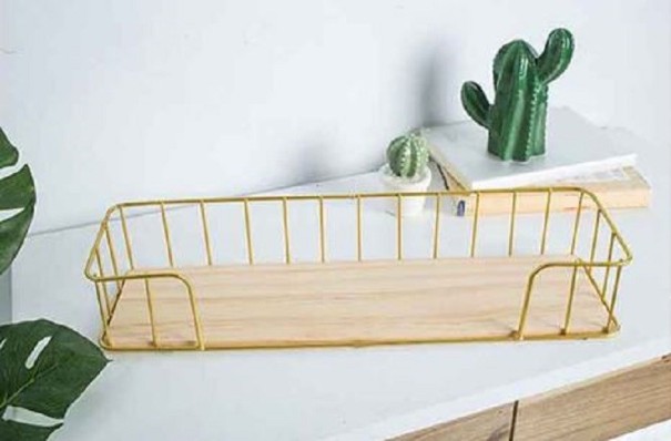 Wandgemonteerde ijzeren plank goud S